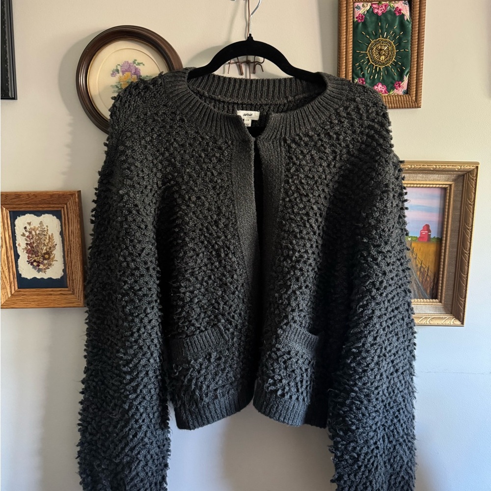 Aerie Charcoal Textured cardigan